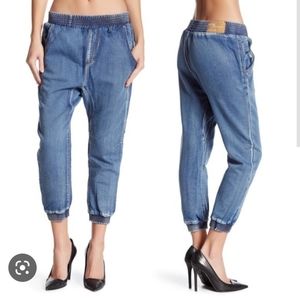 One by Oneteaspoon Falcon Cropped low elastic waist drop rise jeans